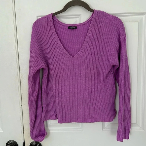 Wild Fable Cropped Ribbed V Neck Sweater XL Purple - Picture 1 of 7
